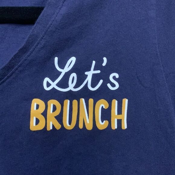 Joe Fresh Let’s Brunch V-Neck Graphic T-Shirt Pyjama Top Size Medium - Picture 3 of 4